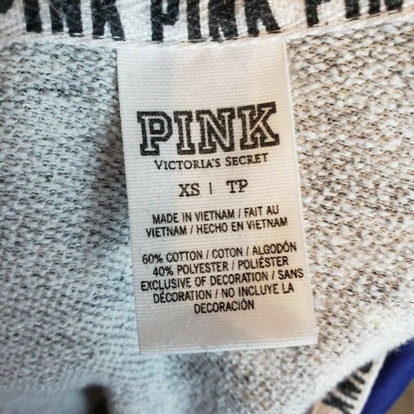 Victoria's Secret Pink 1/4 Zip Long Sleeved Shirt Gray Blue XS - Picture 3 of 5